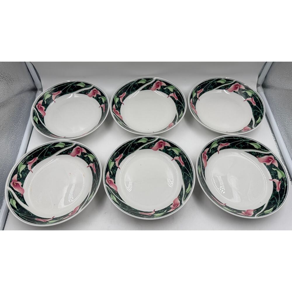 Set of 6 1988 Gibson Stoneware Serena Soup / Cereal Bowls 7” Diameter.